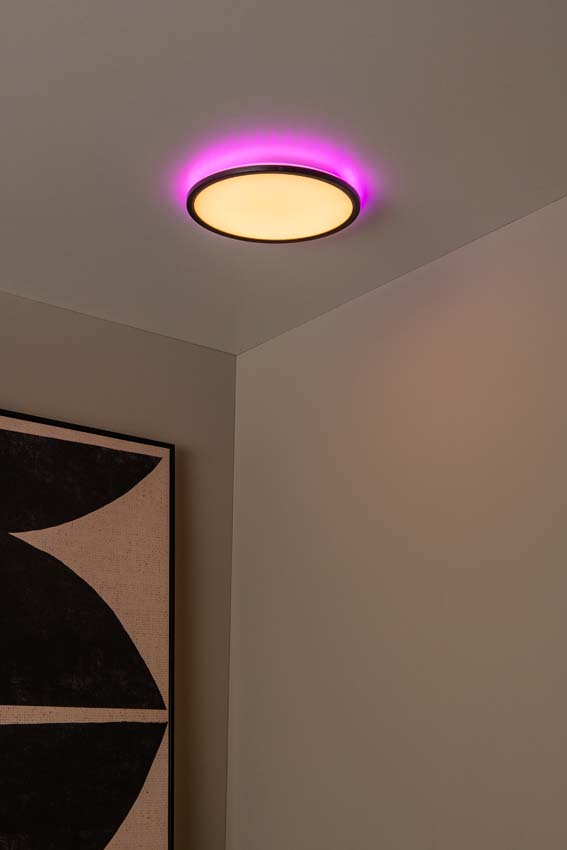 Lucide Castor - Plafonnier - Ø32cm - LED dimmable - CCT - 1x20W 2700K/6500K - RGB - Opalin