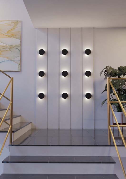 Applique murale - noire - Ø15,5cm - LED - 1x14W - 3000K