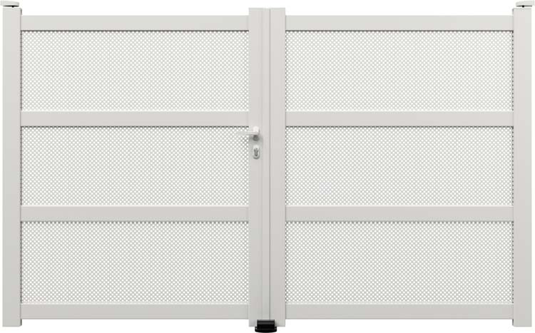Dubbele poort Montera aluminium wit op maat linksdraaiend - motoriseerbaar