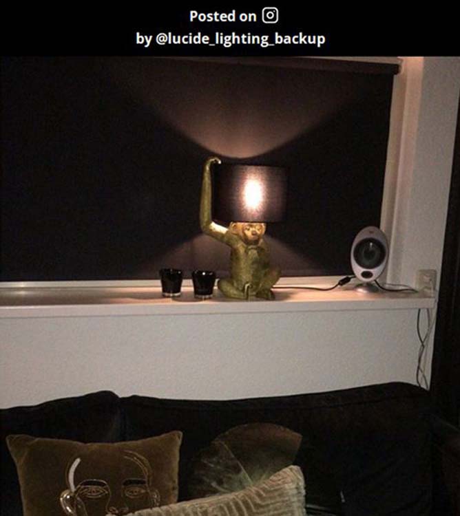 Lampe de table singe - noir/or - H45cm - E14 - 40W