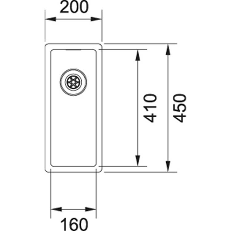 Franke Spoelbak Box vlak-slimtop-onderbouw 200x450mm glad