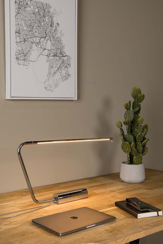 Lucide MADISON - Bureaulamp - LED Dim to warm - 1x9W 2600K/2800K - Chroom