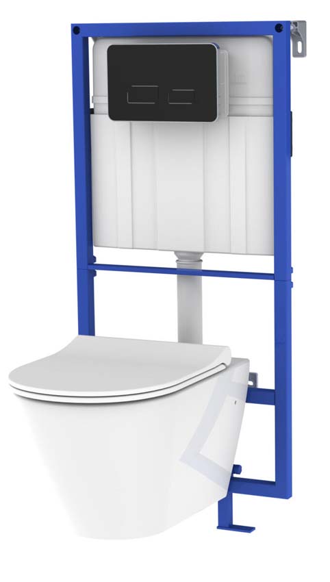 Toiletset Laura wit inclusief softclose WC-bril + inbouwreservoir + drukplaat zwart