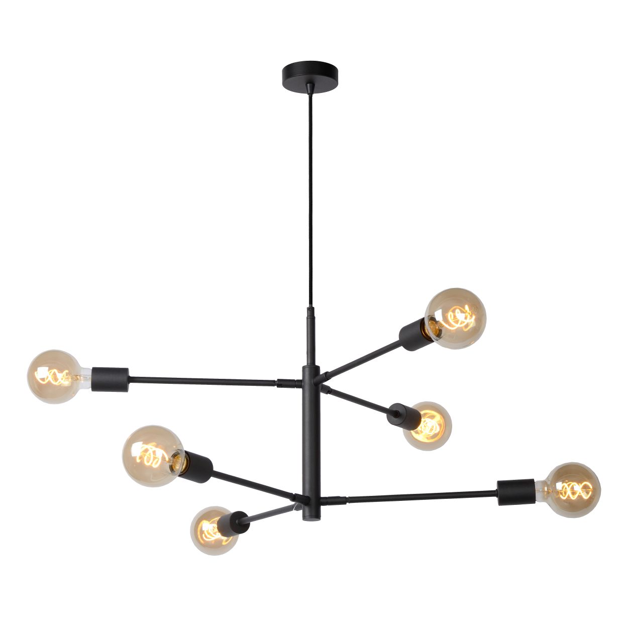 Suspension - noir - 76x76x177cm - dimmable - 6xE27 - 40W
