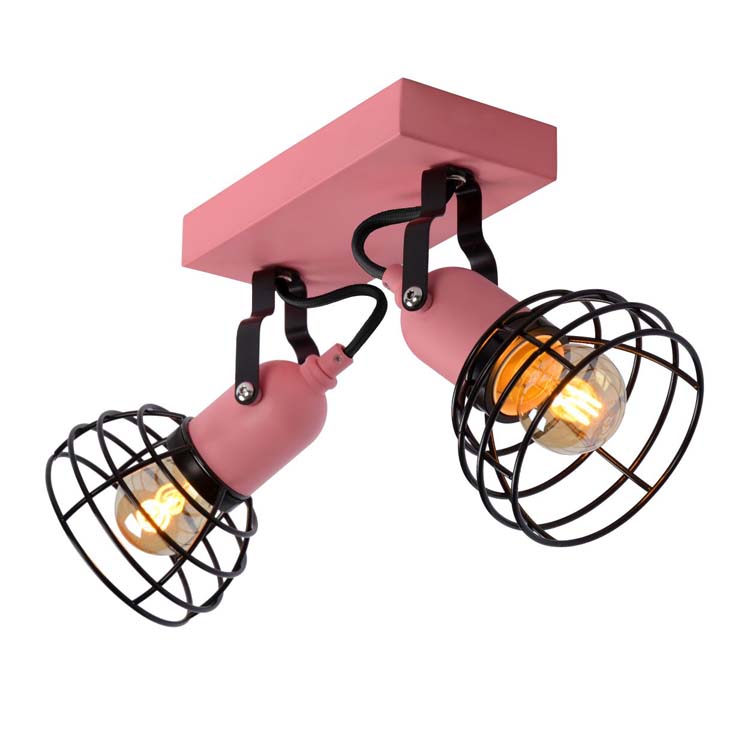Lucide PAULIEN - Spot plafond Chambres d'enfant - 2xE27 - Rose