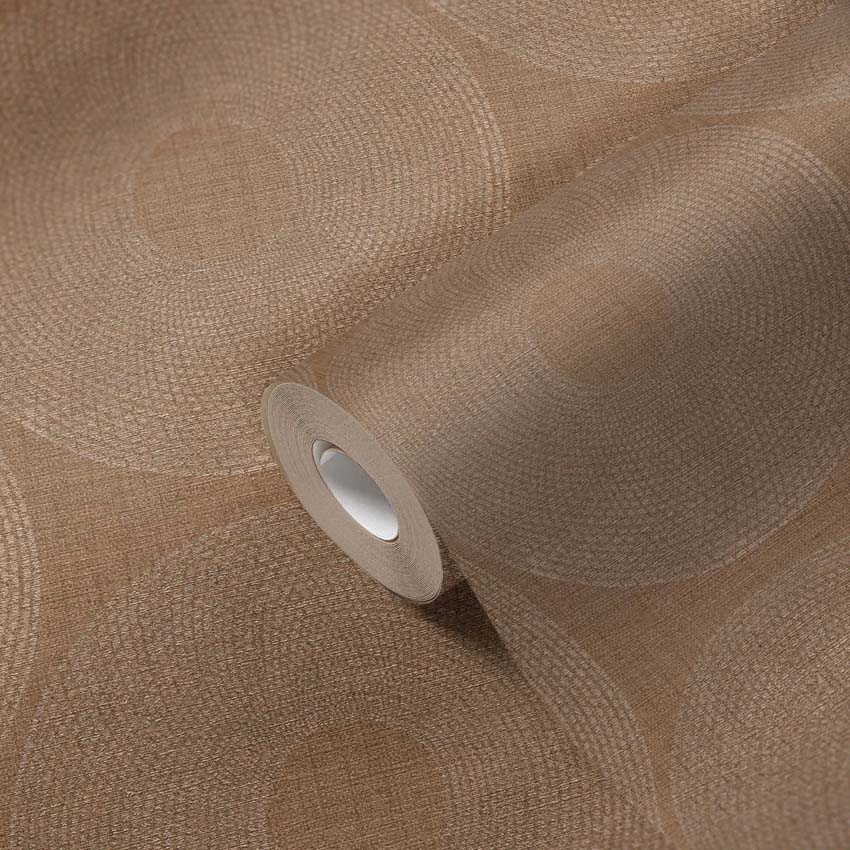 Vinyle sur papier peint intissé cercles or/brun 0,53x10m