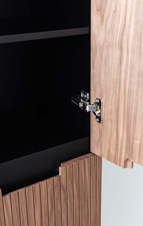 Kolomkast Willow mat zwart/walnoot hangend 170x40x35cm