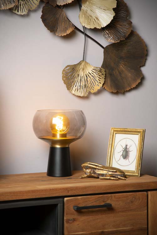 Tafellamp - zwart/glas - E27 - 25W