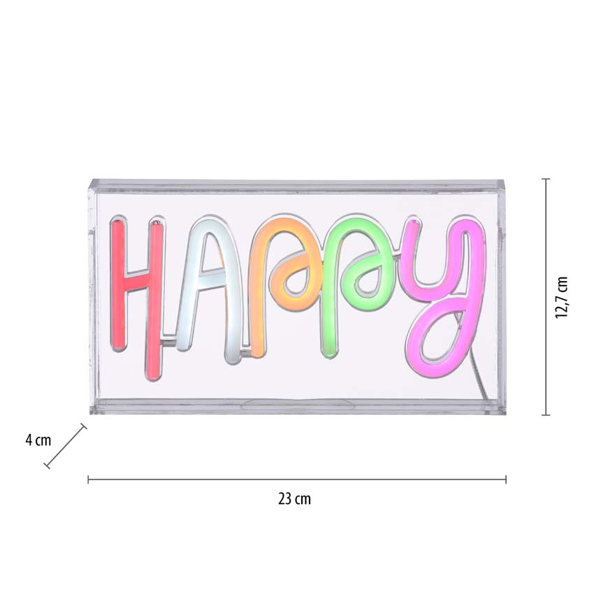 Lampe de table Neon Happy - multicolore - 23x4x12,7cm - LED - 1x6,5W - USB