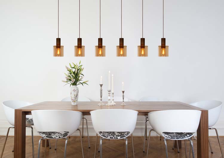 Hanglamp - amber - 100cm - 3xE27 - 40W