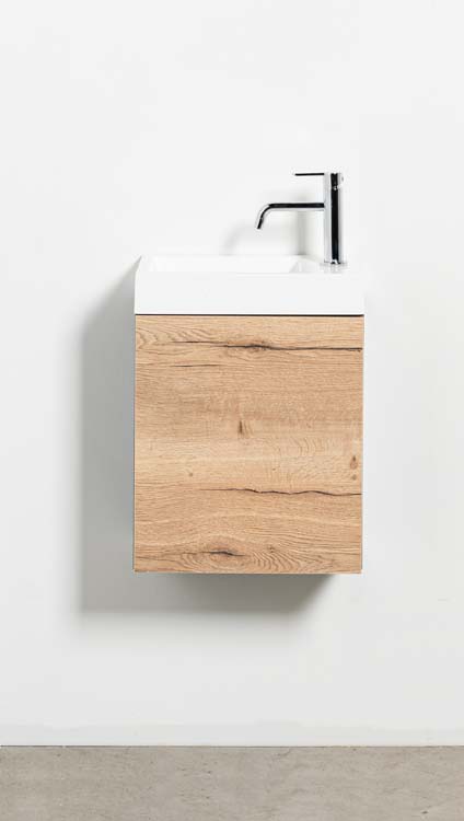 Toiletmeubel Dotan eik wastafel mat wit 45x40x22cm