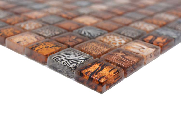 Mosaïque Crystal Wildlife brun clair brillant 29,8x29,8cm