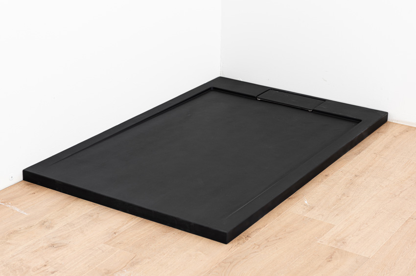 Douchebak Akon polybeton mat zwart 140x90cm