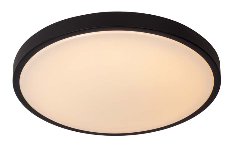 Lucide DASHER - Plafonnière Badkamer - Ø41cm - 24W 2700K - Zwart