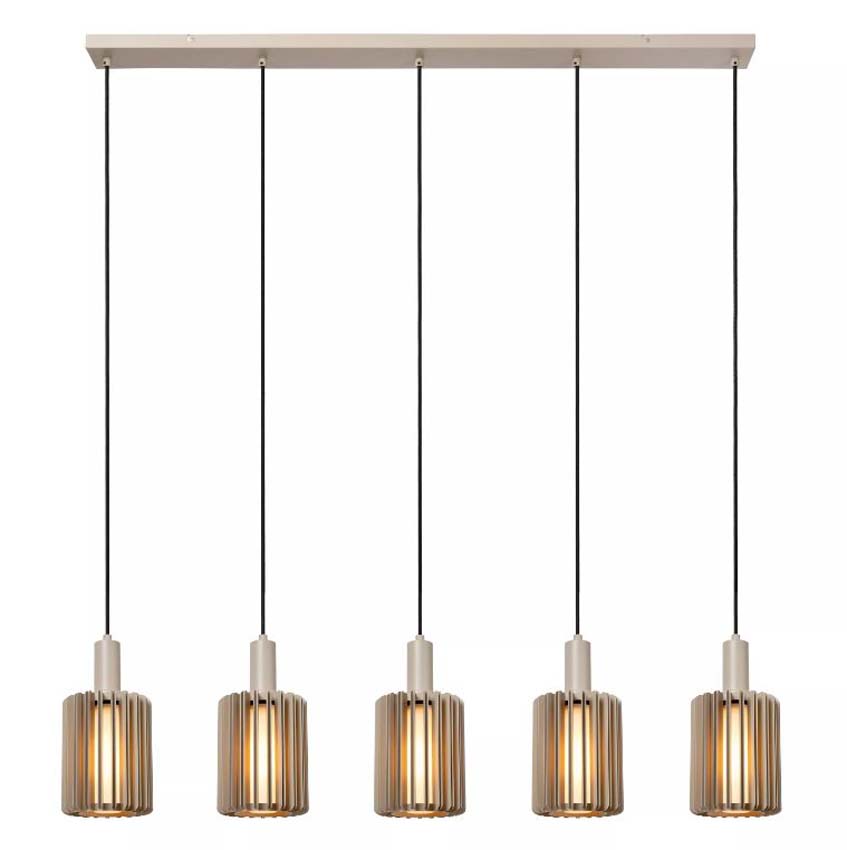 Lucide Lambres - Suspension - 5xE27 - Taupe