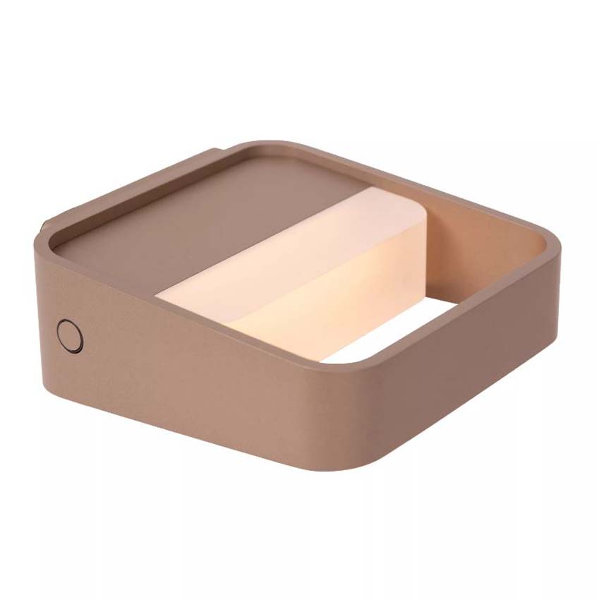 Lucide Premium Silvi - Applique murale rechargeable - Café - 13,5x13x5cm - Dimmable - LED - 1x3,7W - 2700K