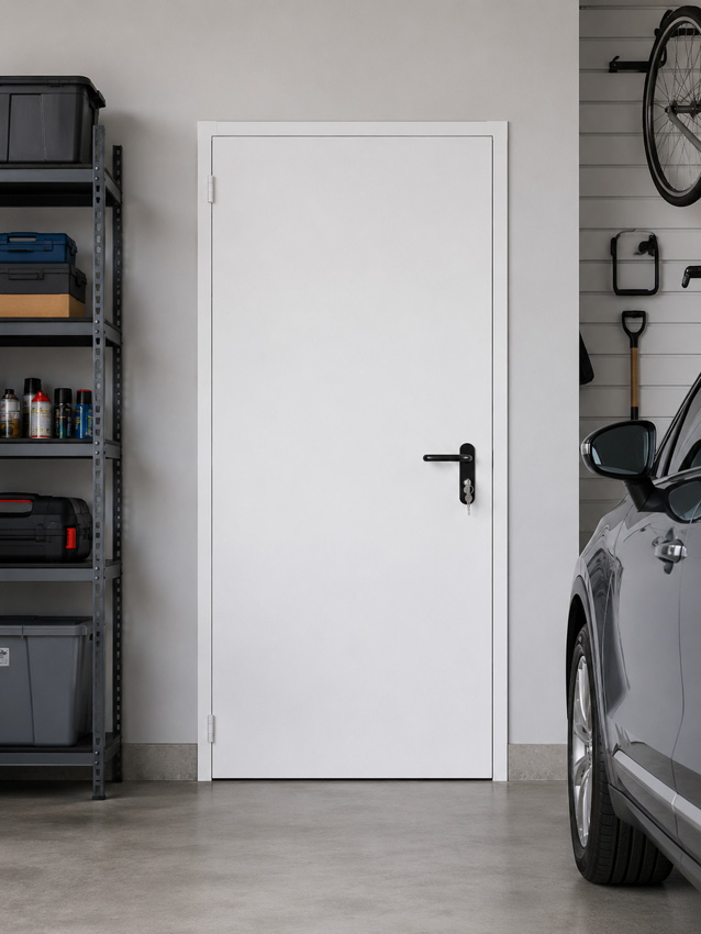Technische stalen deur wit geïsoleerd 99x204,5cm omkeerbaar