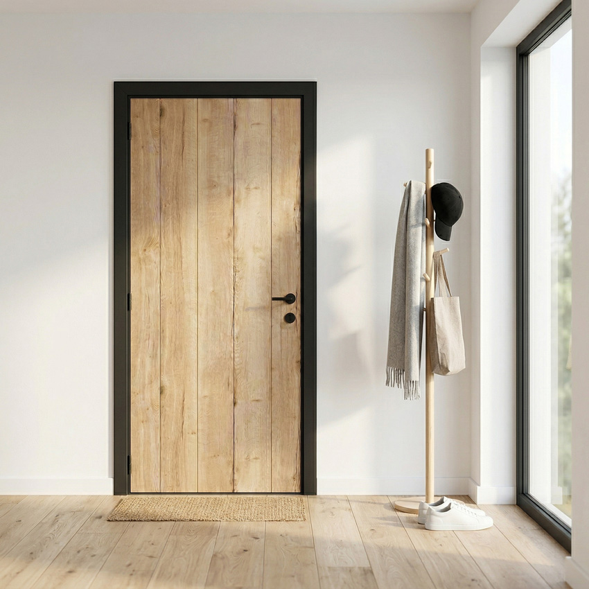 Complete binnendeur Realwood Oak 201,5x83cm tubespaan omkeerbaar + zwarte deurkast 16,5cm