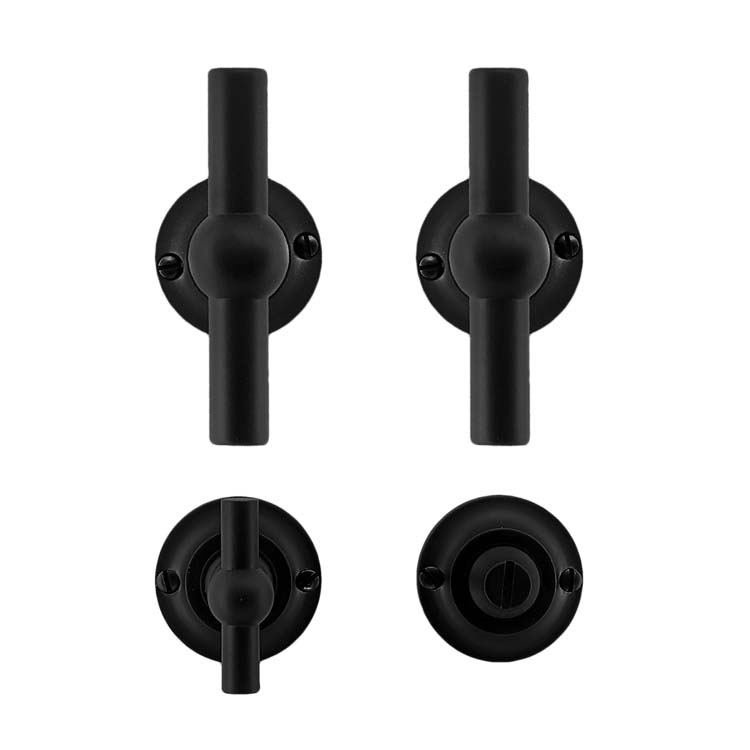 Poignée de porte pro pienza nouveau T+T noir avec serrure toilette