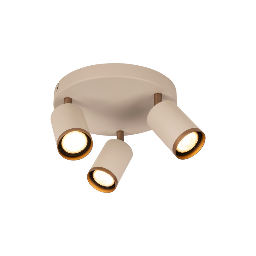 Lucide Essential Regina - Plafondspot - Ø21cm - 3xGU10 (MR16) - Taupe
