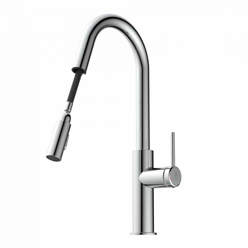 Robinet de cuisine Wasserwerk WK 13 Curve chrome mat avec bec extractible