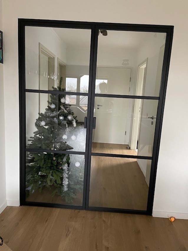 Porte intérieure double en alu luxe Dimaro Nero gauche sur mesure