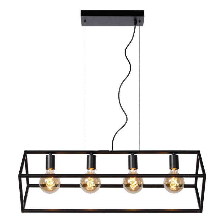 Hanglamp - zwart - 161cm - 4xE27 - 60W