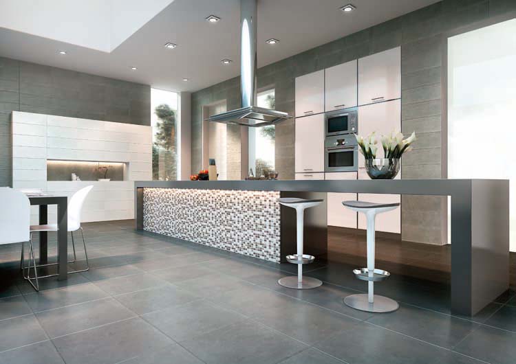 Carrelage mural Focus mat gris 25x50cm