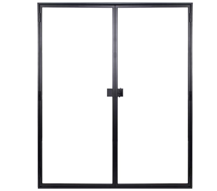 Porte intérieure double en acier Black Glamour noir 2x1V poussant à gauche sur mesure