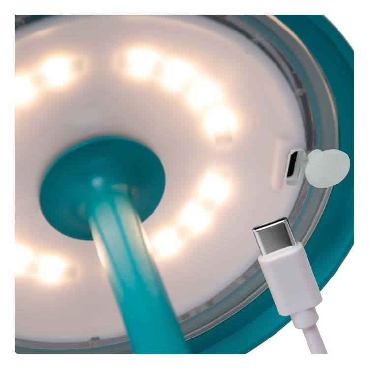 Lucide JOY - Oplaadbare Tafellamp Buiten - Accu/Batterij - Ø 12 cm - LED Dimb. - 1x1,5W 3000K - IP54 - Turkoois