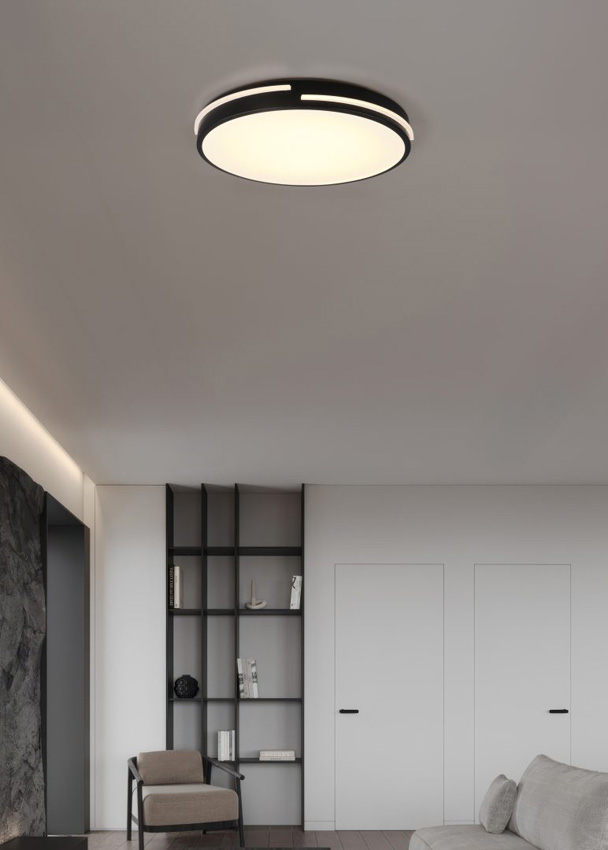 Plafonnier - noir - Ø40cm - dimmable - LED - 1x24W - 2700-6500K