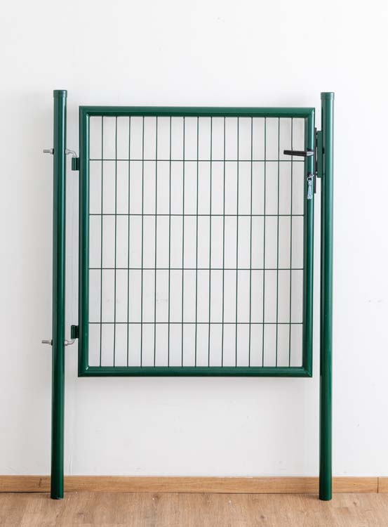 Portillon de jardin simple complet Eco vert 100x100cm - poteaux ronds, poteaux, serrure et poignée inclus