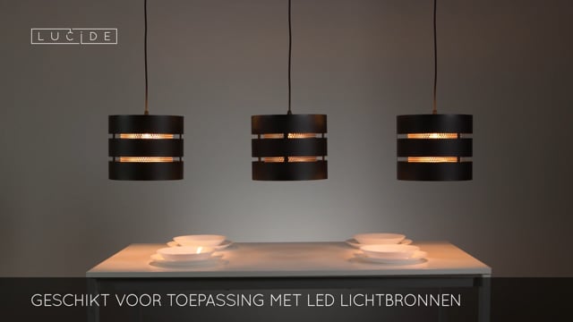 Lucide ROSAS - Hanglamp - 3xE27 - Zwart Lucide ROSAS - Hanglamp - 3xE27 - Zwart