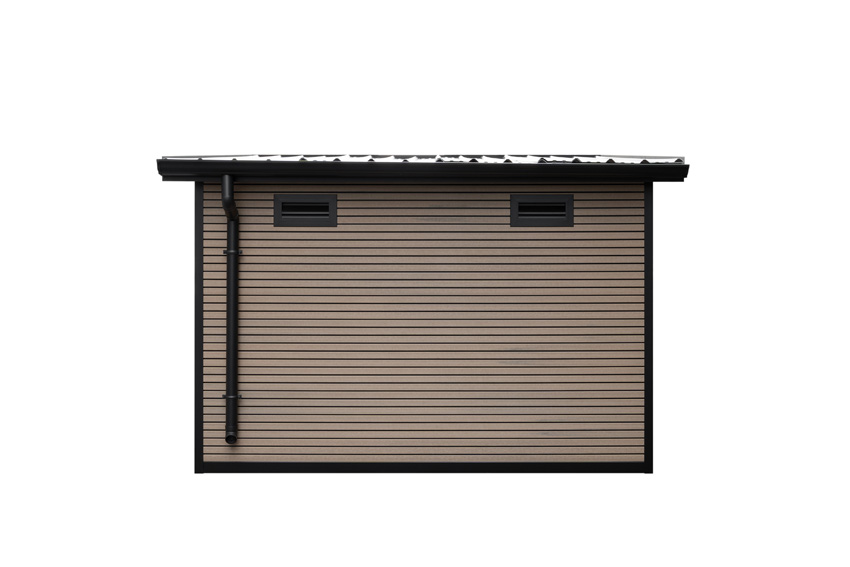 Abri de jardin Yasmine en bois composite stone grey/sandstone 290x290cm double porte