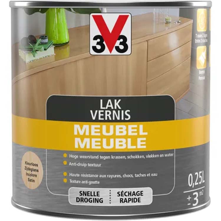 V33 meubellak transparant zijdeglans 0,25L