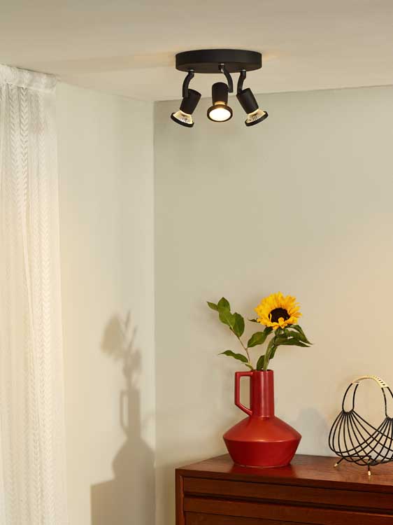 Lucide JASTER-LED - Spot plafond - Ø 20 cm - LED - GU10 - 3x5W 2700K - Noir