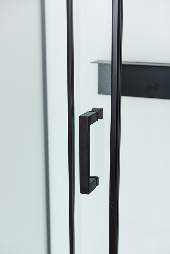 Douchecabine Adele thermostatisch links/rechts zwart/wit draaideur 115x90x225cm