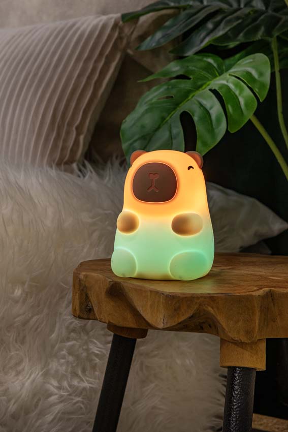 Lucide Essential Pincha Bear - Lampe de table rechargeable pour enfants - Batterie - LED 3 niveaux dimmable - 1x0,5W 2100K - RGB - Brun