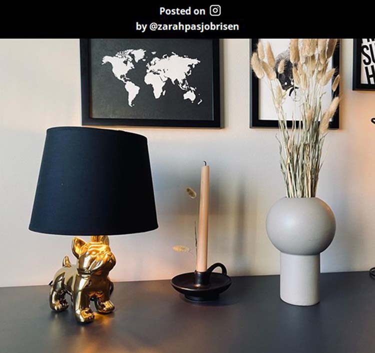 Lampe de table chien - doré/noir - 21x21x31,5cm - E14 - 35W