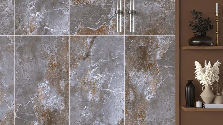 Carrelage de sol et mural Jupiter imitation marbre gris mat 60x120cm