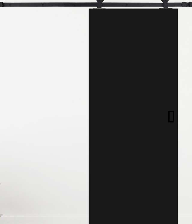 Porte coulissante simple complète Black 93x211,5cm + rail noir antique