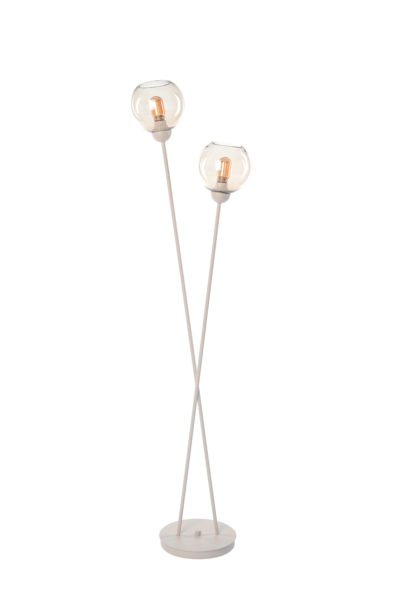 Vloerlamp - beige - 2xE27 - 2 glazen Ø18cm - excl. lichtbronnen
