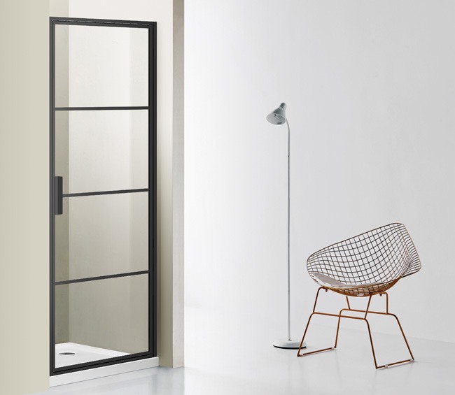 Porte de douche tournante Ulysses noir 88-91x200cm