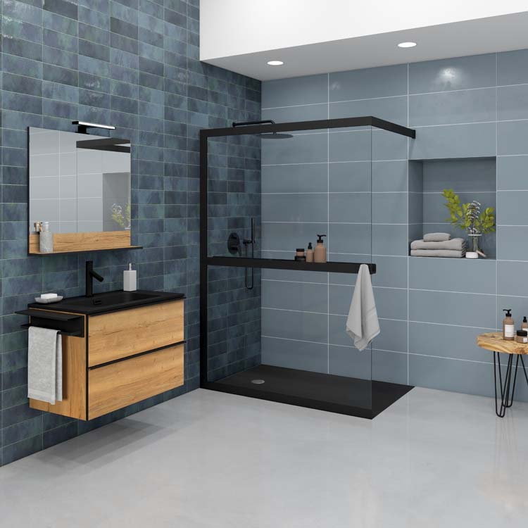 Douchewand Azra 160 x 200 cm mat zwart