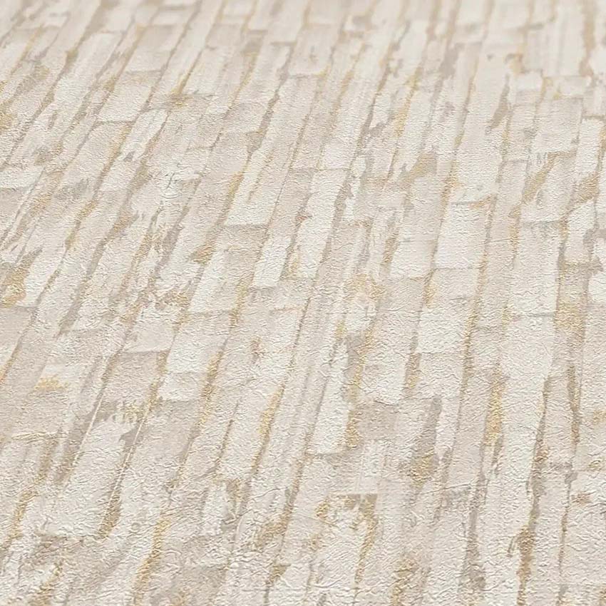 Vinyle sur papier peint intissé écorce beige/or 0,53x10,05m