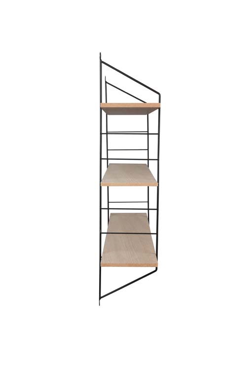 Etagère métal noir 60x62x14,5 cm avec 3 tablettes en bois