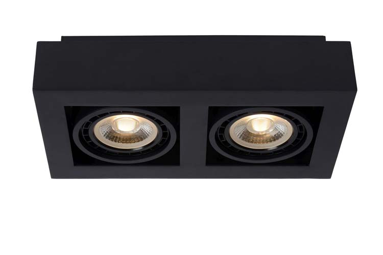 Lucide ZEFIX - Plafondspot - GU10 - 2x12W 2200K/3000K - Zwart