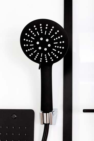 Douchecabine Penny thermostatisch links zwart/wit schuifdeur 115x85x218,5cm