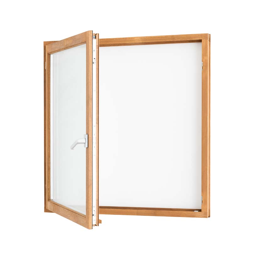 Fenêtre battant bois Meranti Trae 1 vantail 55mm naturel 1000x1000mm G