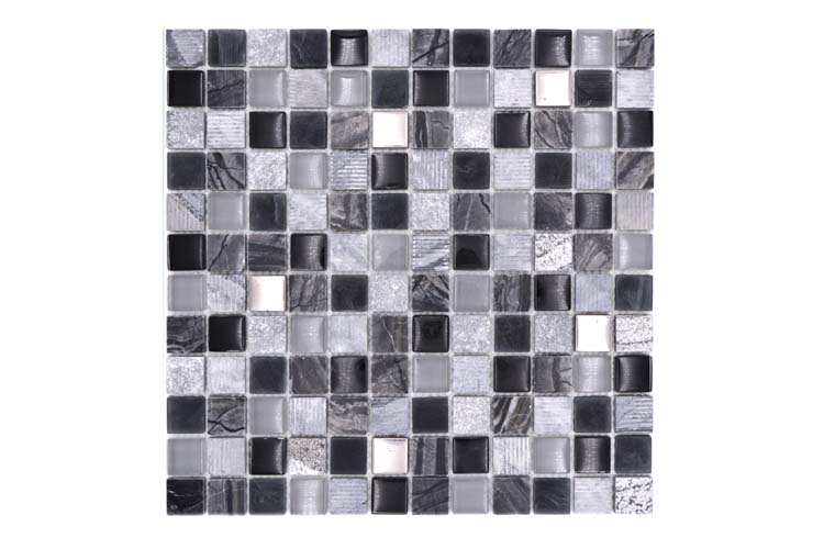 Mosaïque Crystal Stone gris/noir mat 30x30cm